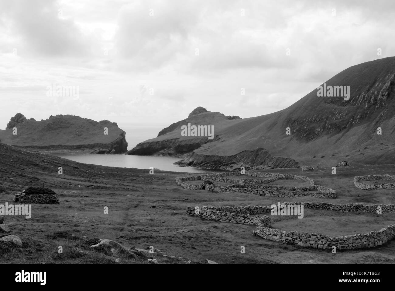 St Kilda villaggio sull'isola di hirta Scozia Scotland Foto Stock