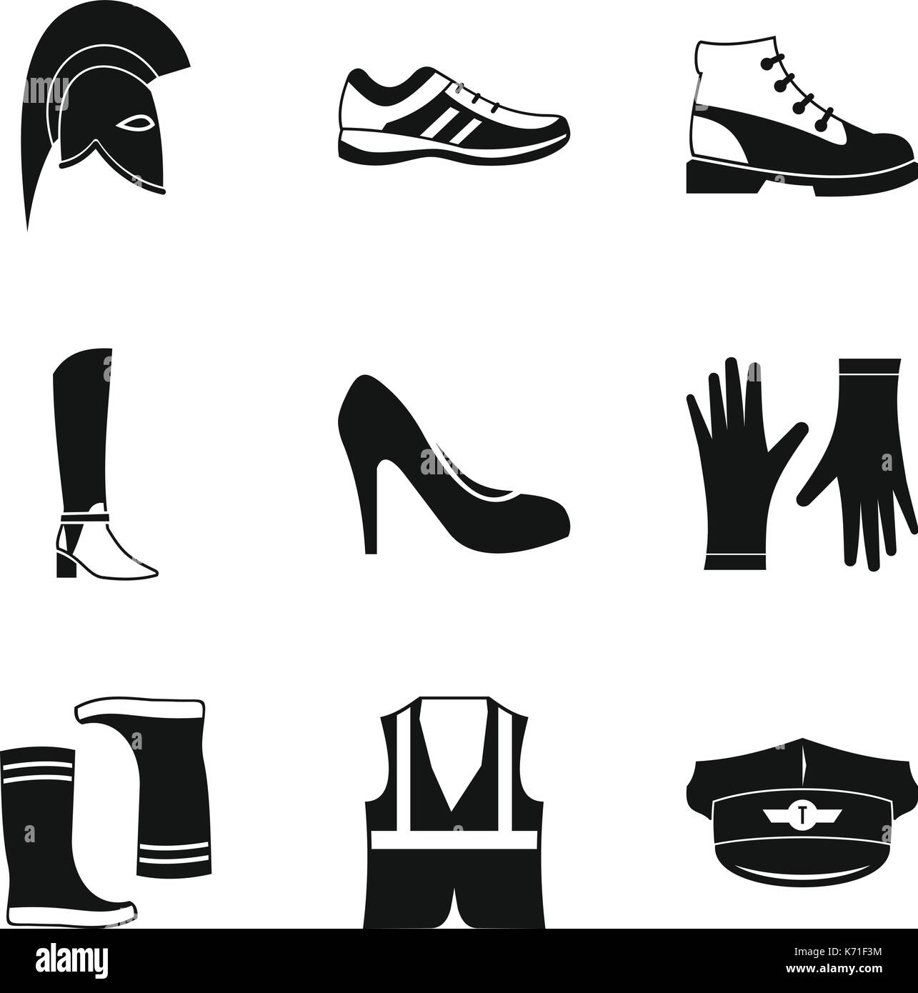 Scarpe moda Imposta icona, stile semplice Illustrazione Vettoriale