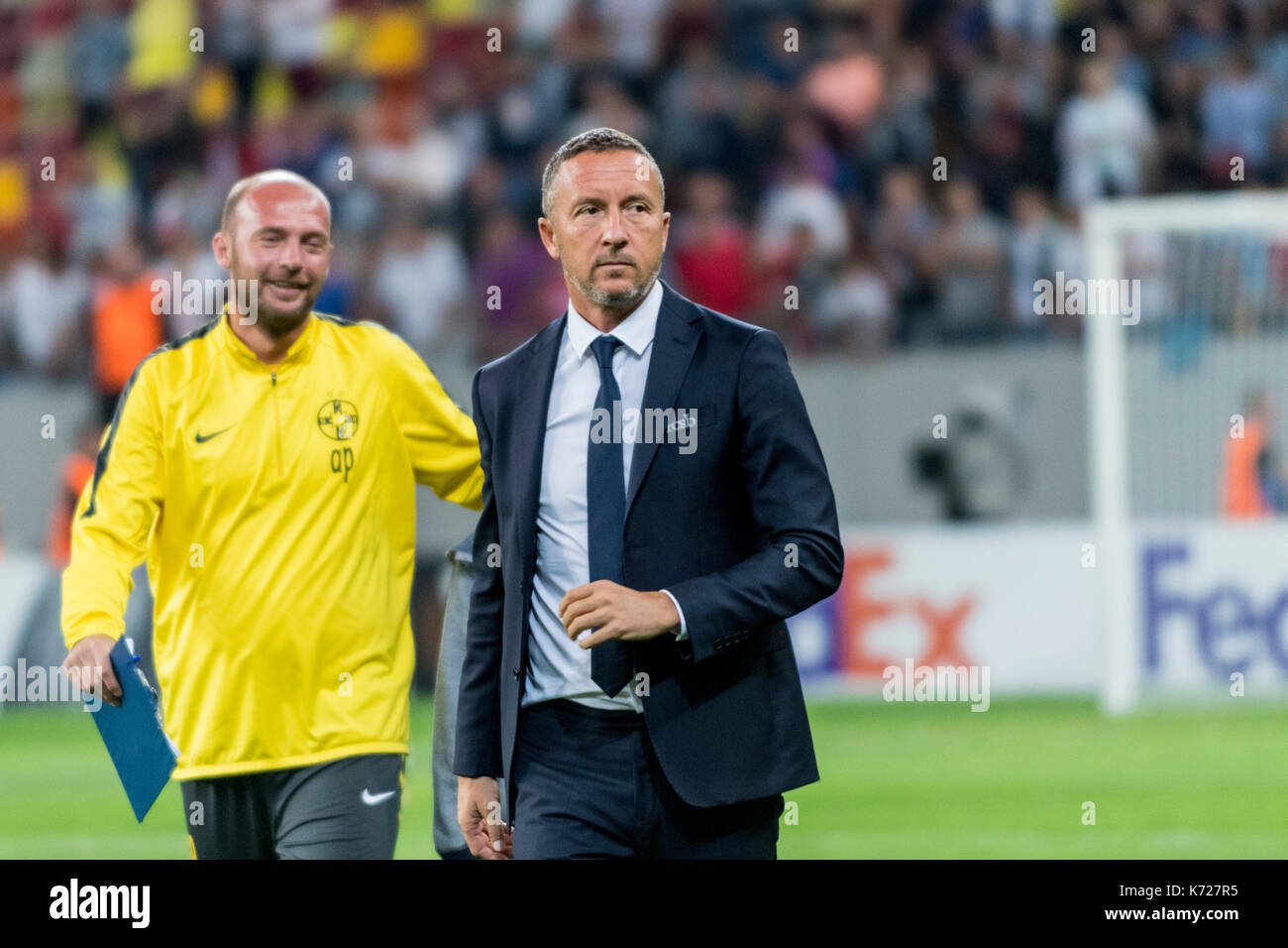 14 settembre 2017: mihai stoica il general manager di fcsb dopo la UEFA Europa League il 2017-2018, groupe stadio, groupe gioco g tra fcsb Bucarest (rou) e fc viktoria plzen (CZE) a livello nazionale stadio arena, Bucarest, Romania rou. foto: cronos/catalin soare Foto Stock