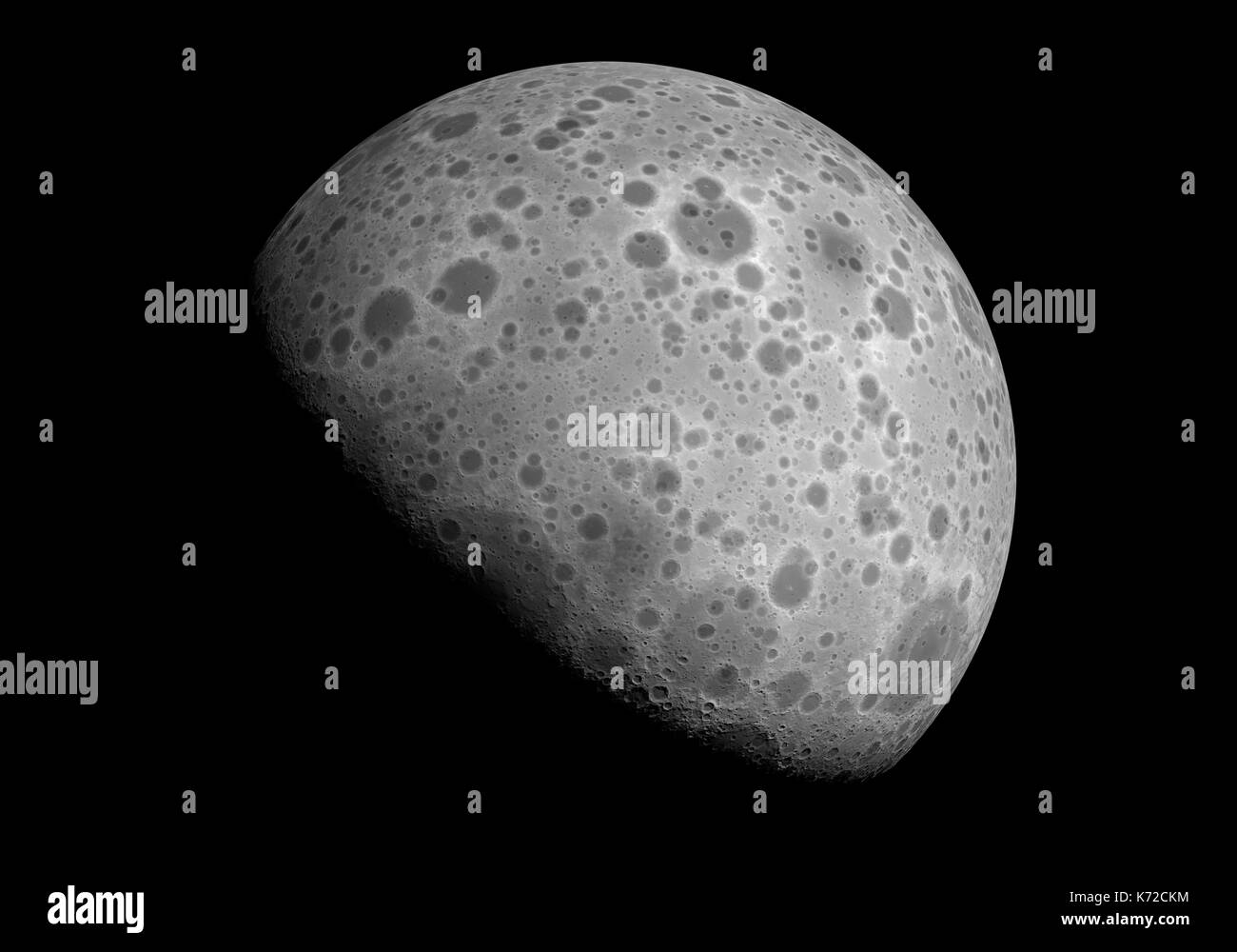 Ipotetica visione del lato nascosto della luna. alta risoluzione rendering 3d. Foto Stock