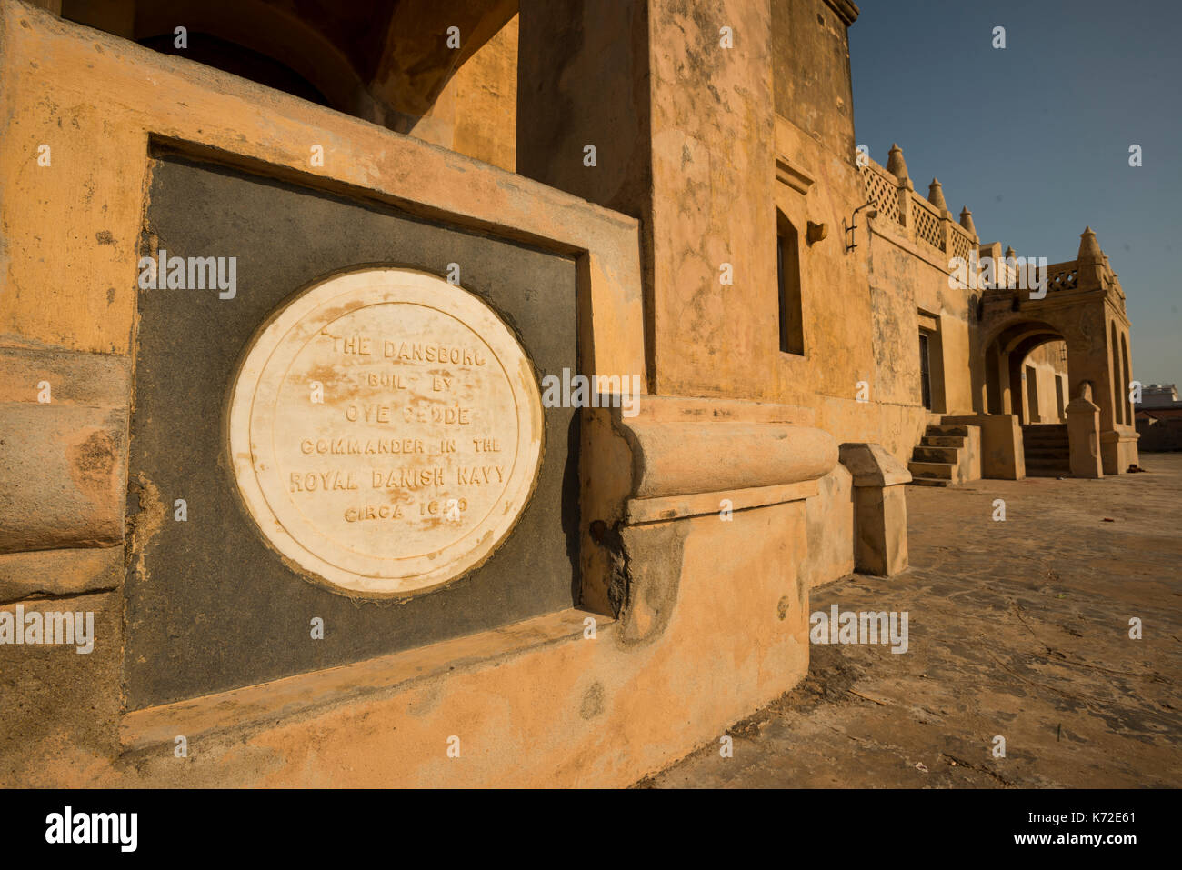 Fort Dansborg, è un danese fort situato in rive della Baia del Bengala in Tharangambadi nel sud dello stato indiano del Tamil Nadu Foto Stock