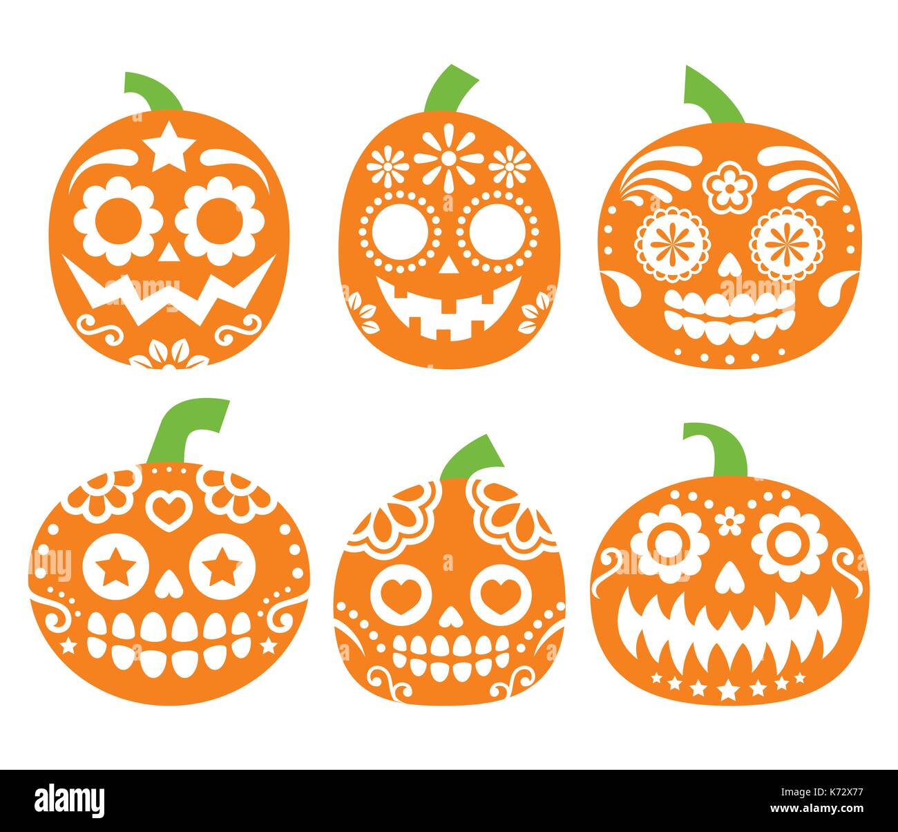 Zucchero messicano cranio vector seamless pattern sul nero, Halloween Candy bianco teschi sfondo, il giorno dei morti la celebrazione, design calavera Illustrazione Vettoriale