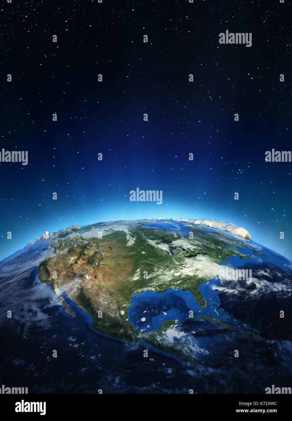 Nord America dallo spazio 3D rendering Foto Stock