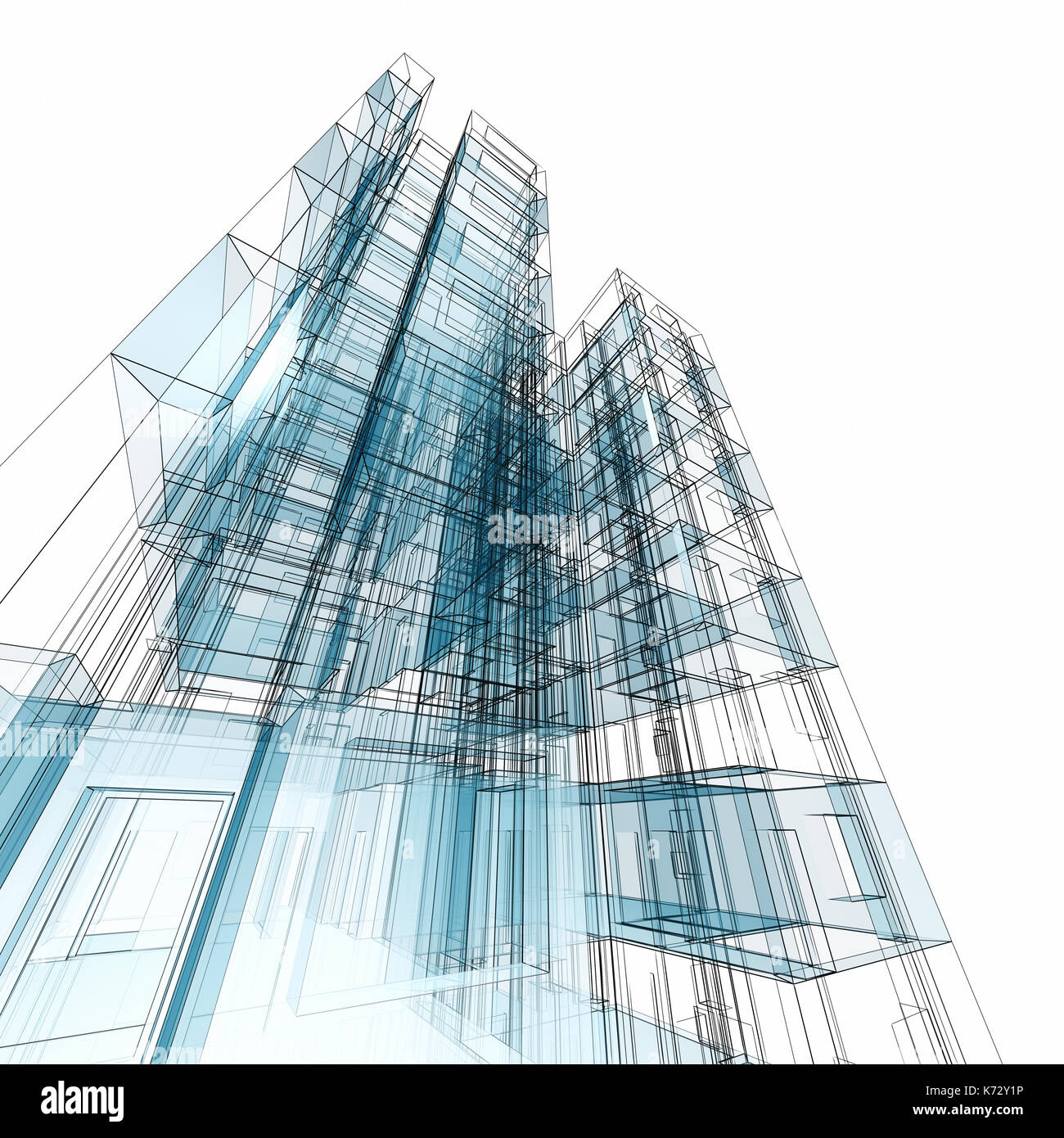Moderna costruzione 3d rendering scena Foto Stock