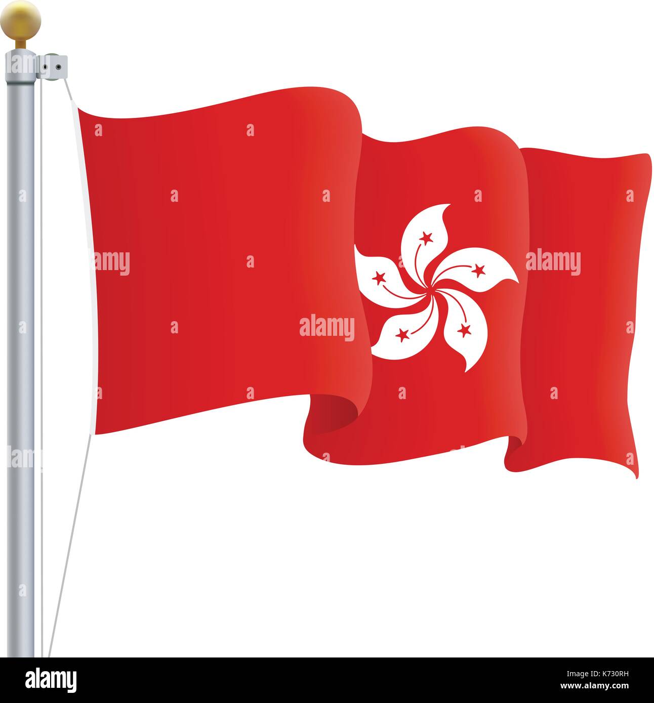 Sventolando hong kong bandiera isolata su uno sfondo bianco. illustrazione vettoriale. Illustrazione Vettoriale