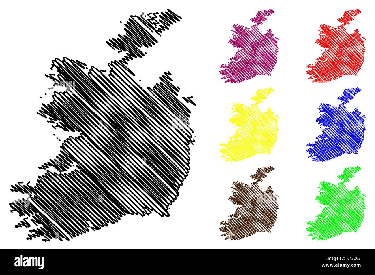 Irlanda mappa illustrazione vettoriale, scribble schizzo Repubblica di Irlanda mappa Illustrazione Vettoriale
