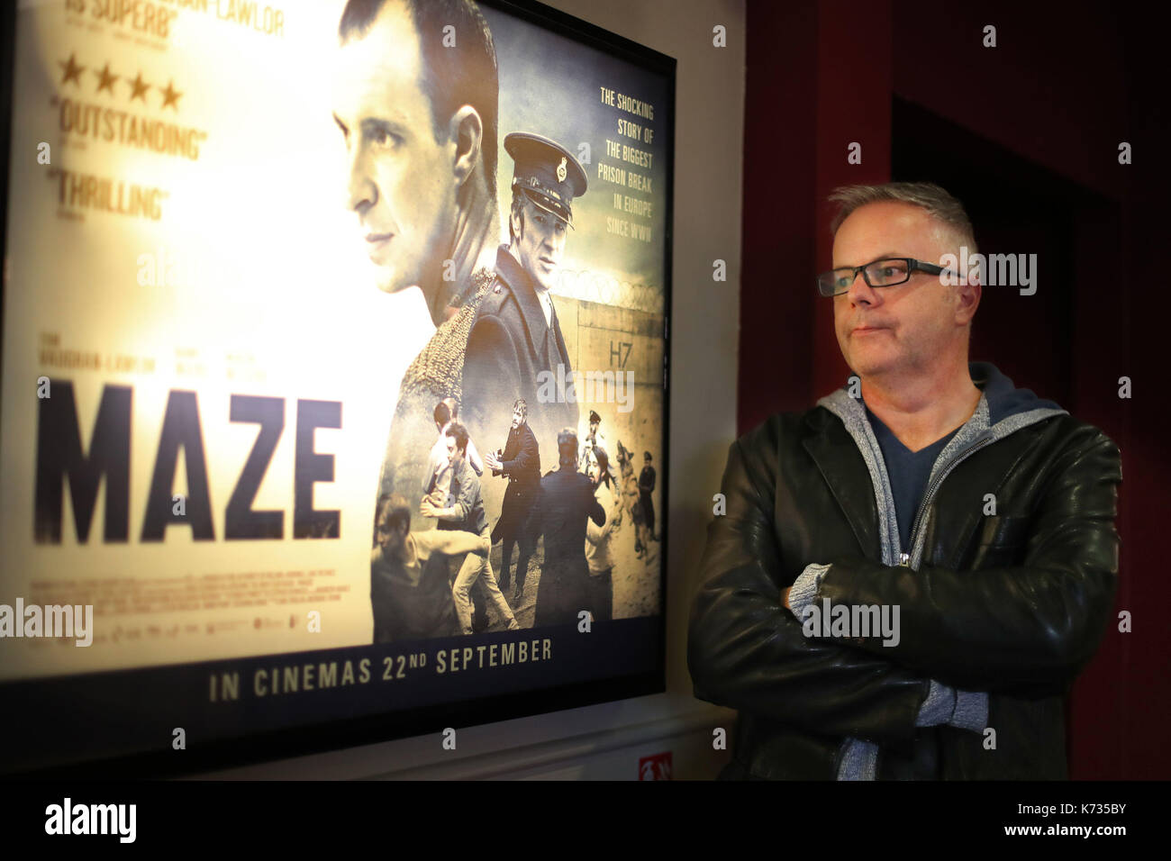 Scrittore e regista Stephen Burke durante premere Anteprime per labirinto presso la casa di film cinema a Belfast. Foto Stock