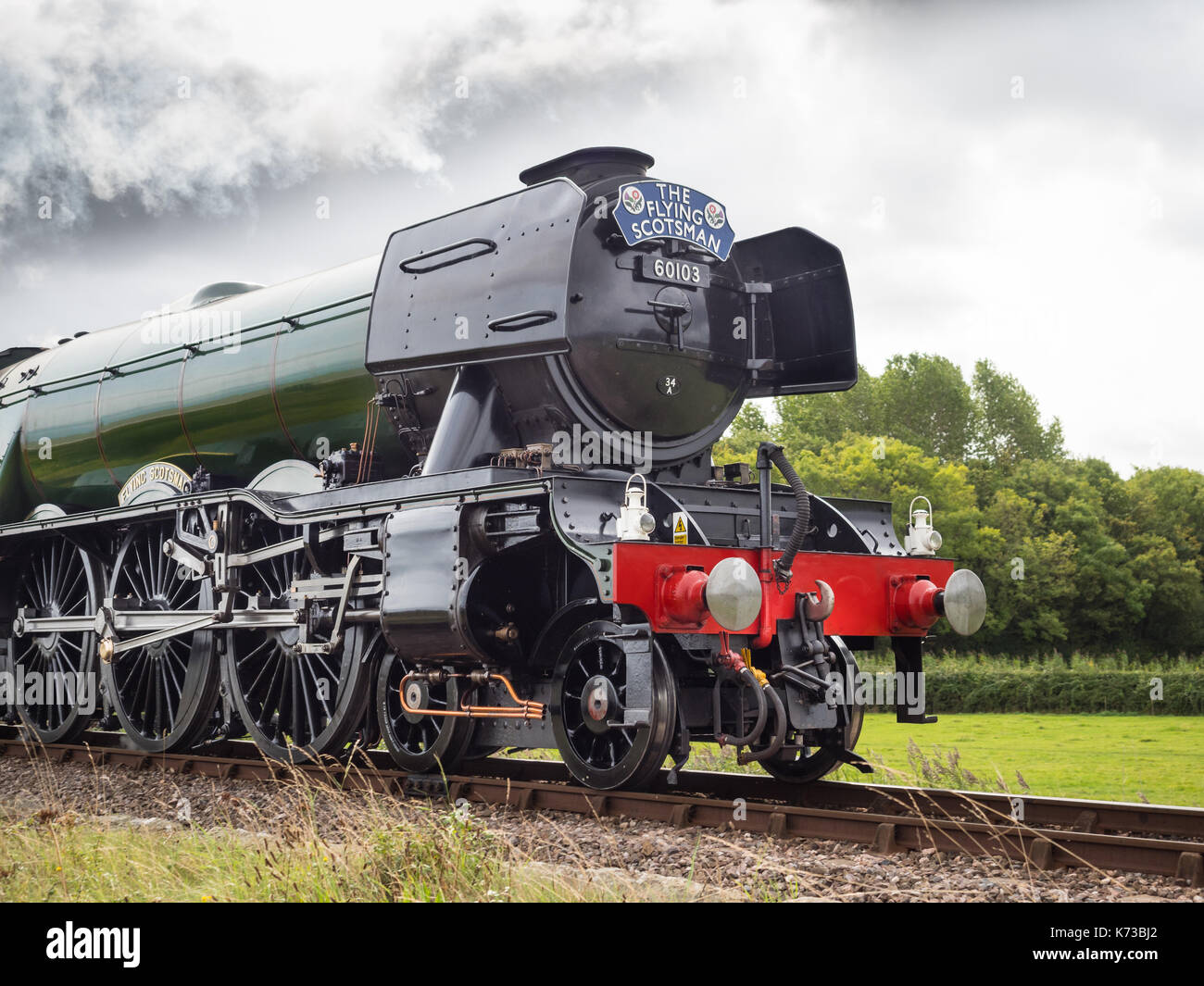Il Flying Scotsman 60103 locomotiva a vapore al Blue Anchor, Somerset, Inghilterra, Regno Unito. Foto Stock