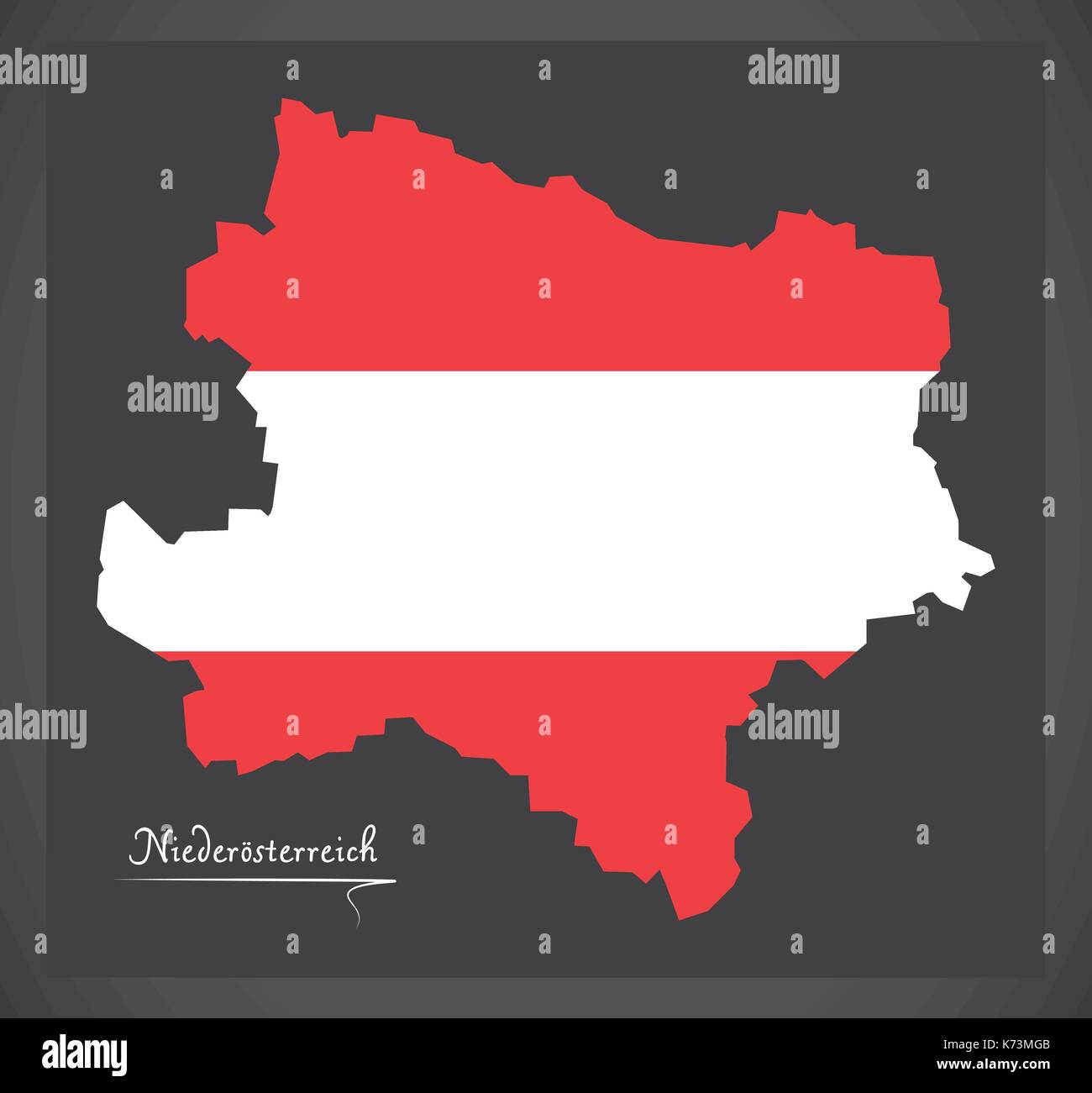 Niederoesterreich mappa di austria con austrian bandiera nazionale illustrazione Illustrazione Vettoriale