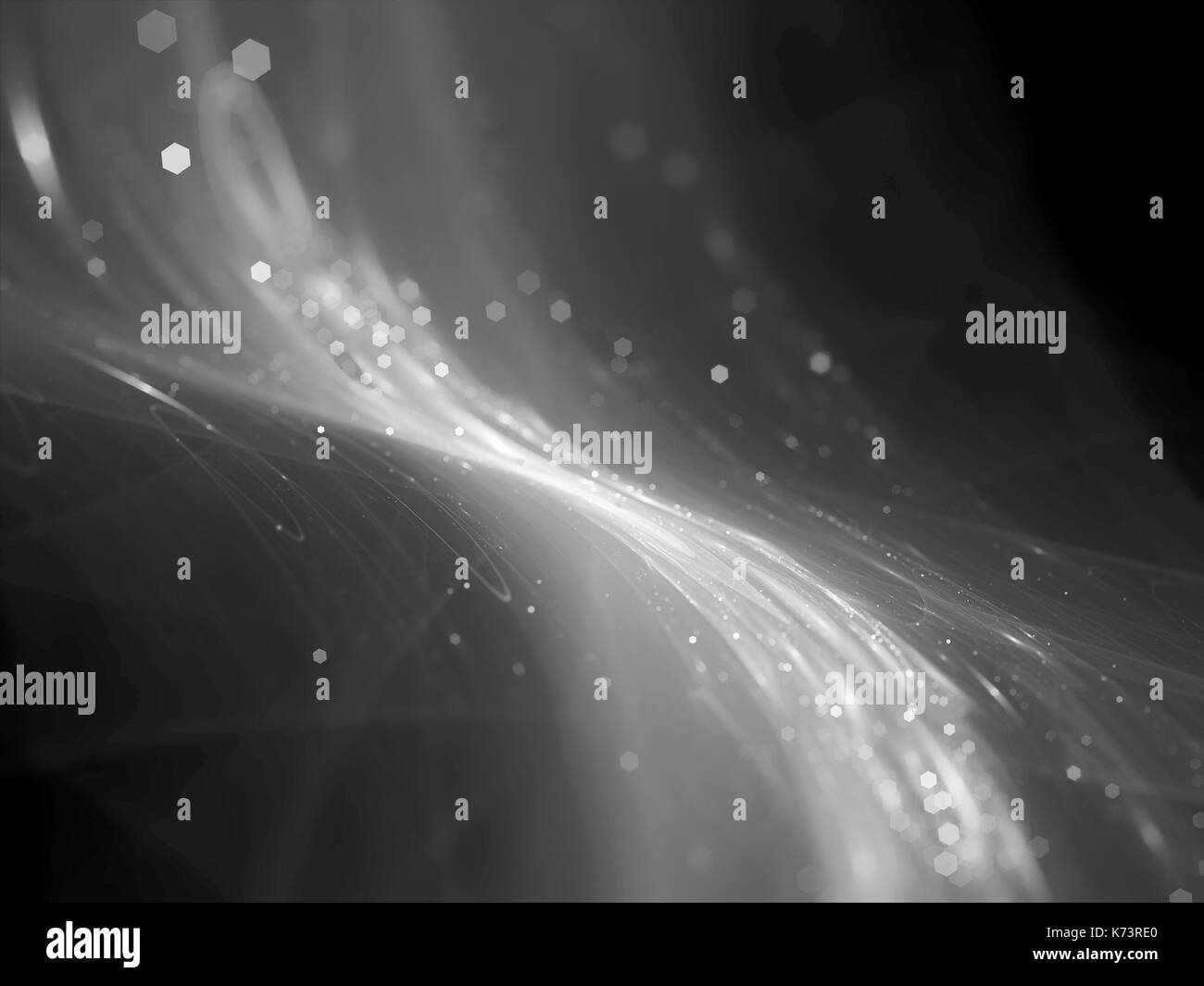 Tecnologia incandescente flusso di particelle con texture, generato dal computer sfondo astratto, rendering 3D Foto Stock