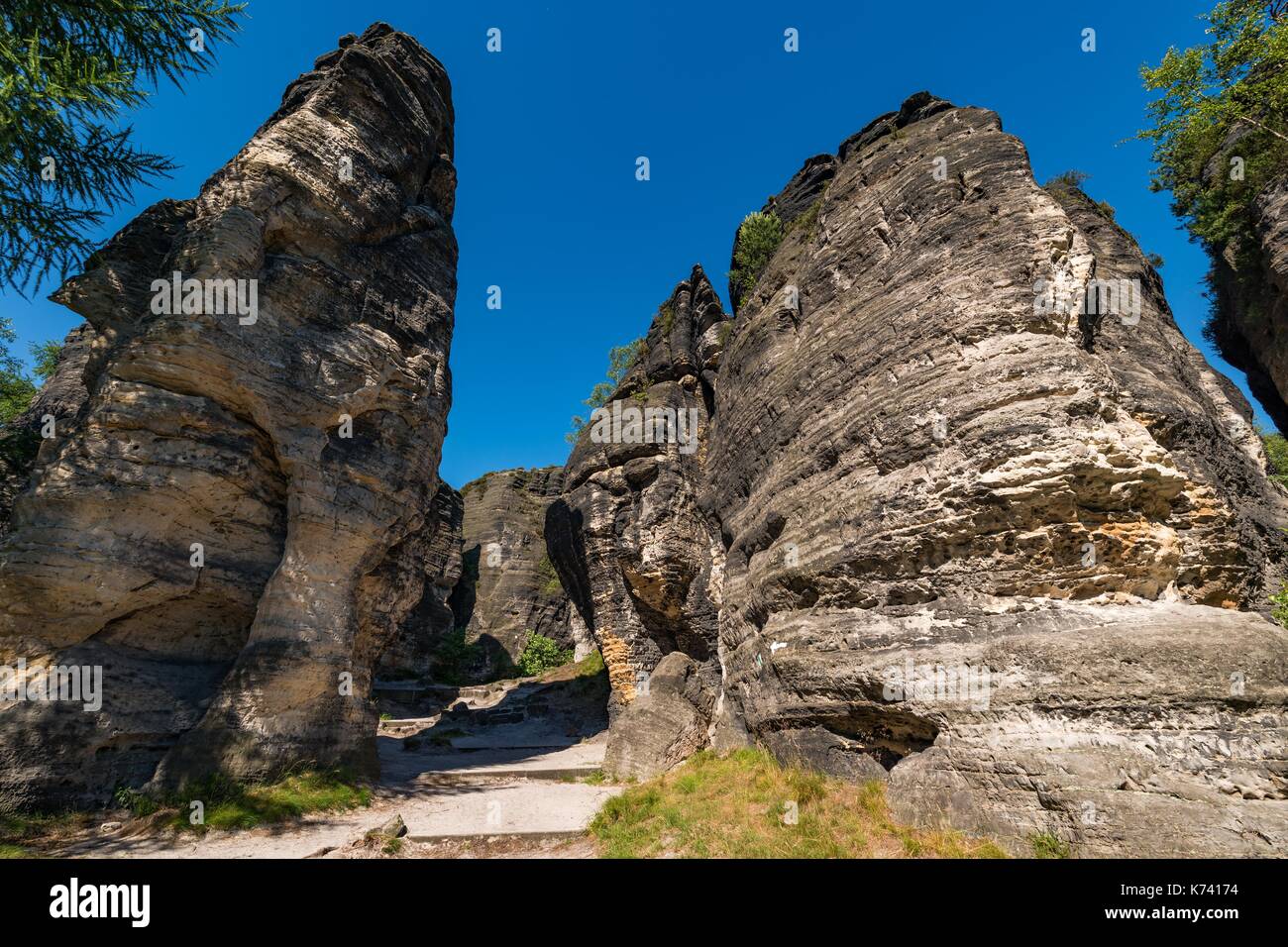 Sabbia formazioni di pietra,tyssaer wande (tyssa pareti) Foto Stock