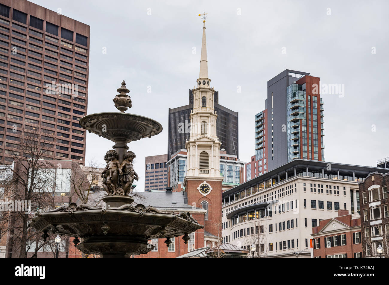 Il quartiere finanziario nel centro cittadino di Boston, MA, Stati Uniti d'America Foto Stock