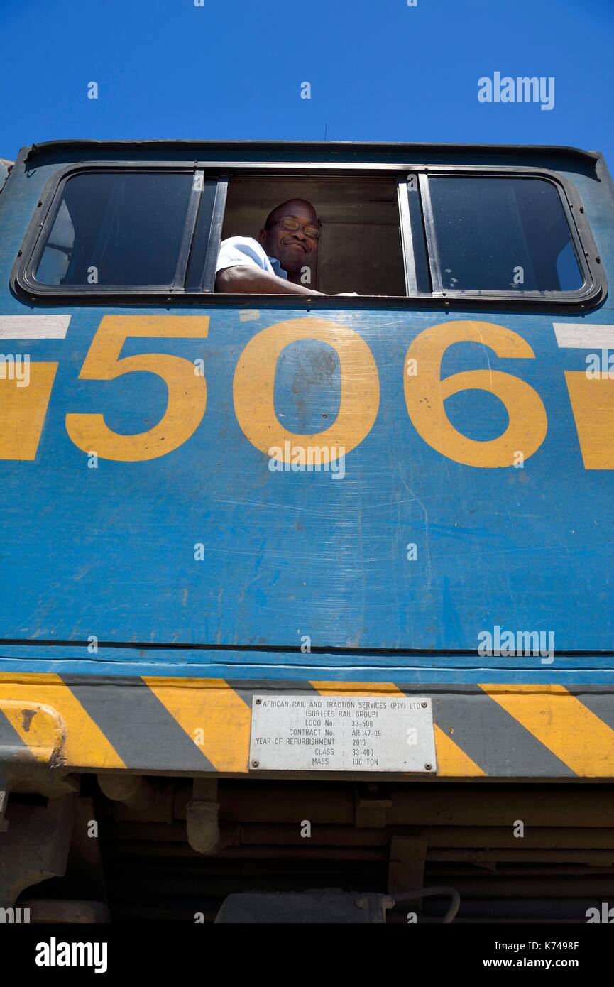 La Namibia, Regione di Erongo, Shongololo express treno conducente Foto Stock