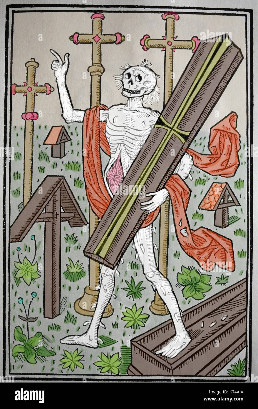 Rappresentazione della morte. Da Nicolas le Rouge, 1496. La Francia. Foto Stock