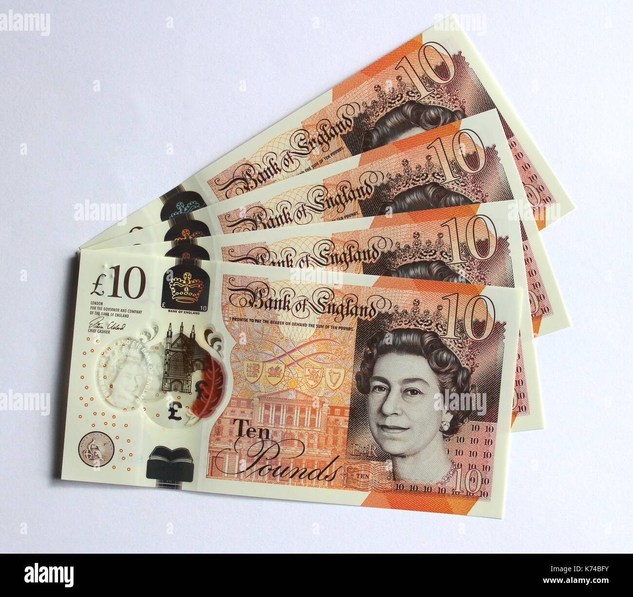 Nuovo dieci pound polimero nota rilasciata a settembre 2017 Foto Stock