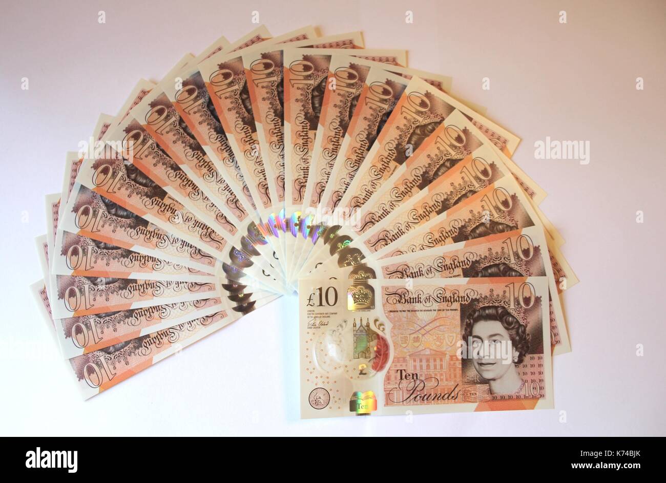 Nuovo dieci pound polimero nota rilasciata a settembre 2017 Foto Stock