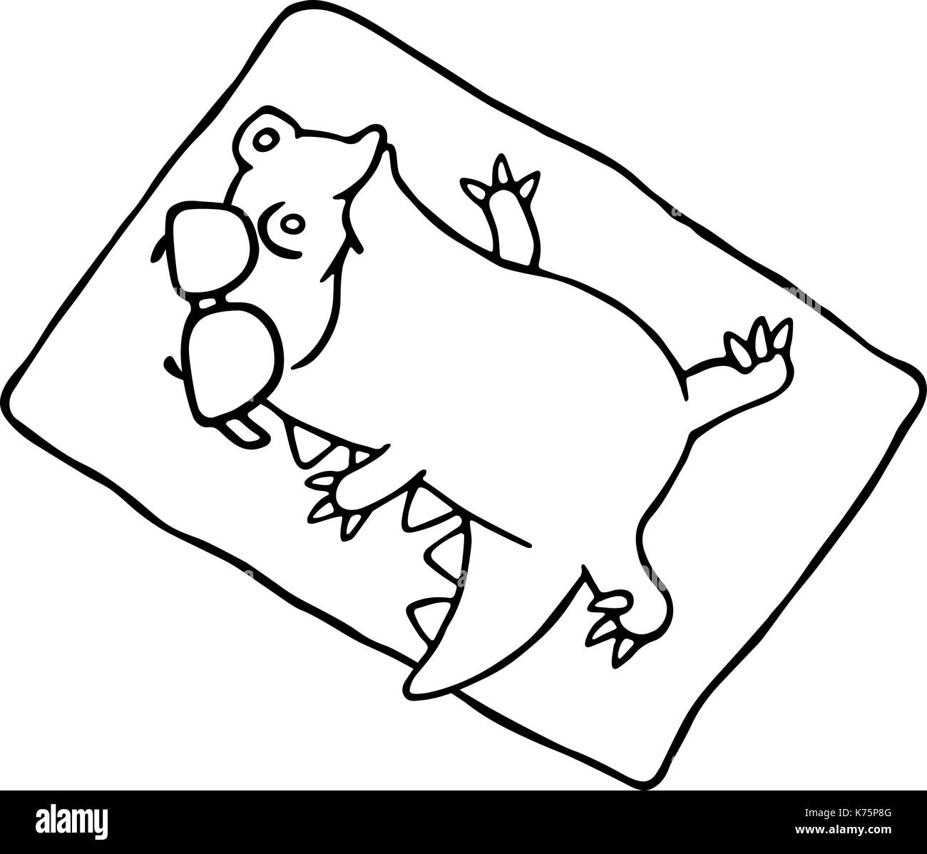 Dinosauro a prendere il sole sulla spiaggia. illustrazione vettoriale. divertente personaggio immaginario. occhiali su uno strato separato. Illustrazione Vettoriale