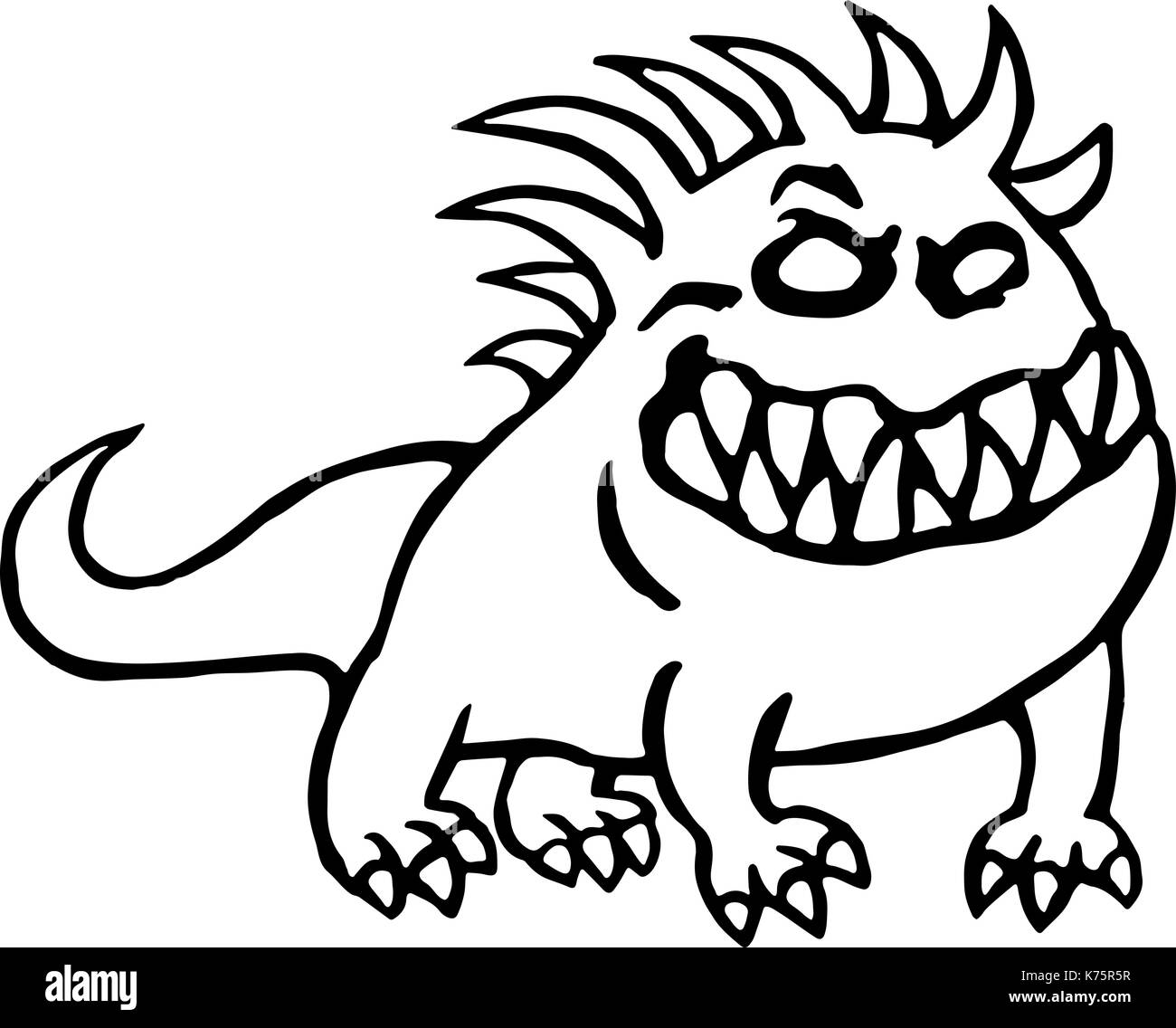 Cartoon big dog dall'inferno. carino mostro. illustrazione vettoriale Illustrazione Vettoriale