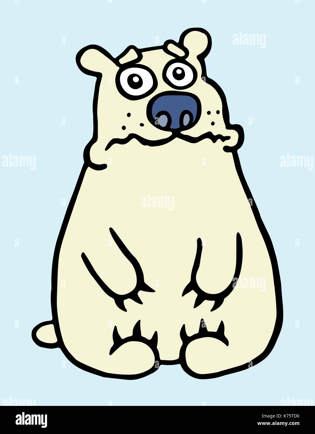 Cartoon triste orso polare. illustrazione vettoriale. disegno digitale malinconia simpatico personaggio animale. Illustrazione Vettoriale