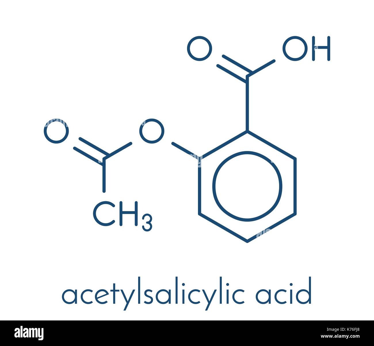 Acido acetilsalicilico (aspirina) molecola di farmaco. formula scheletrico. Illustrazione Vettoriale
