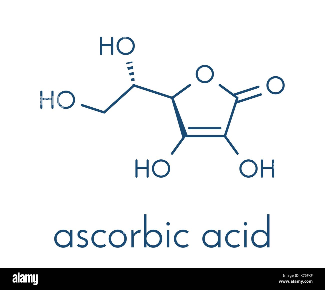 La vitamina C (acido ascorbico, ascorbato). molecola di formula scheletrico. Illustrazione Vettoriale
