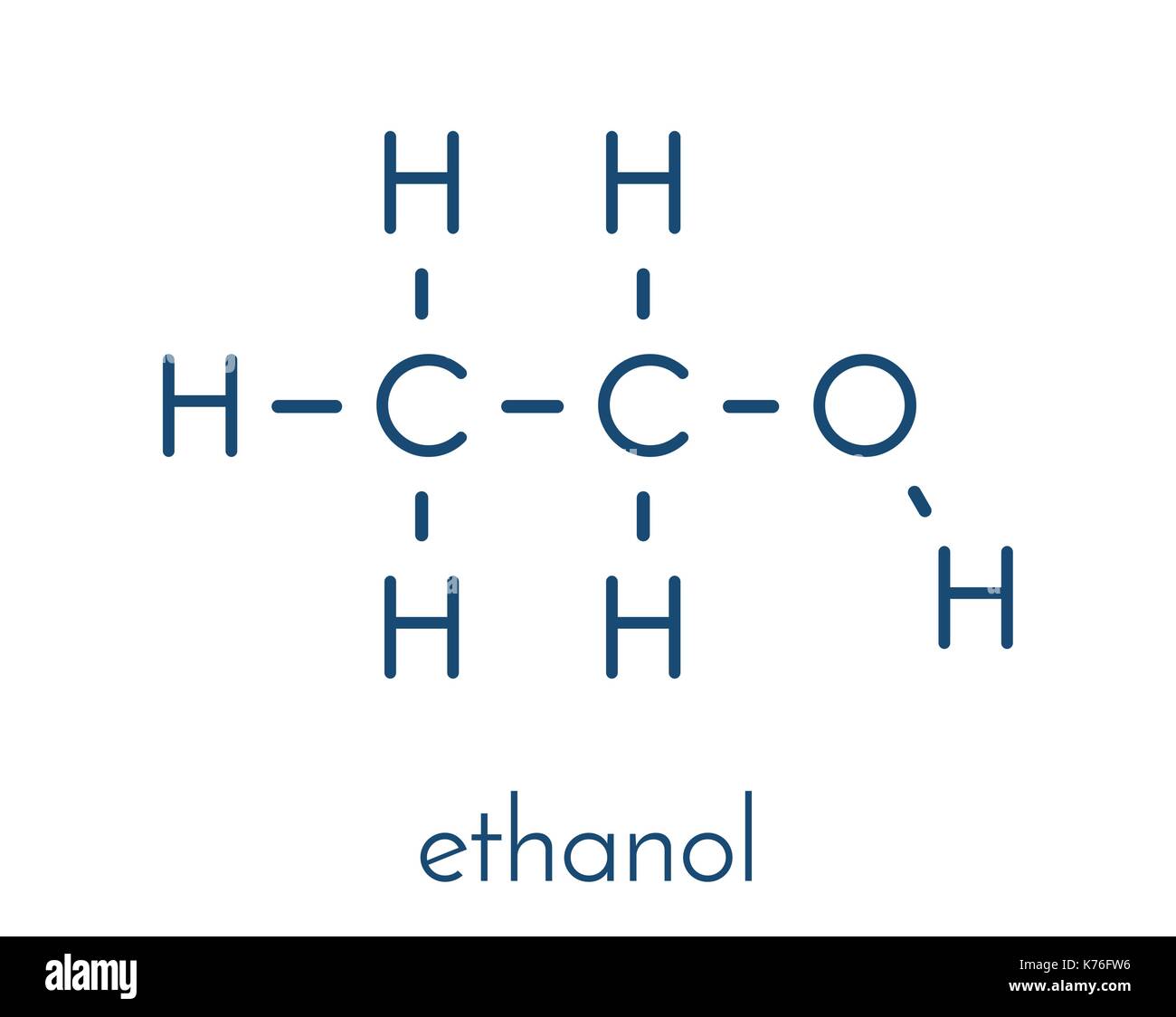 Alcool (etanolo, alcol etilico) molecola, struttura chimica formula  scheletrico Immagine e Vettoriale - Alamy