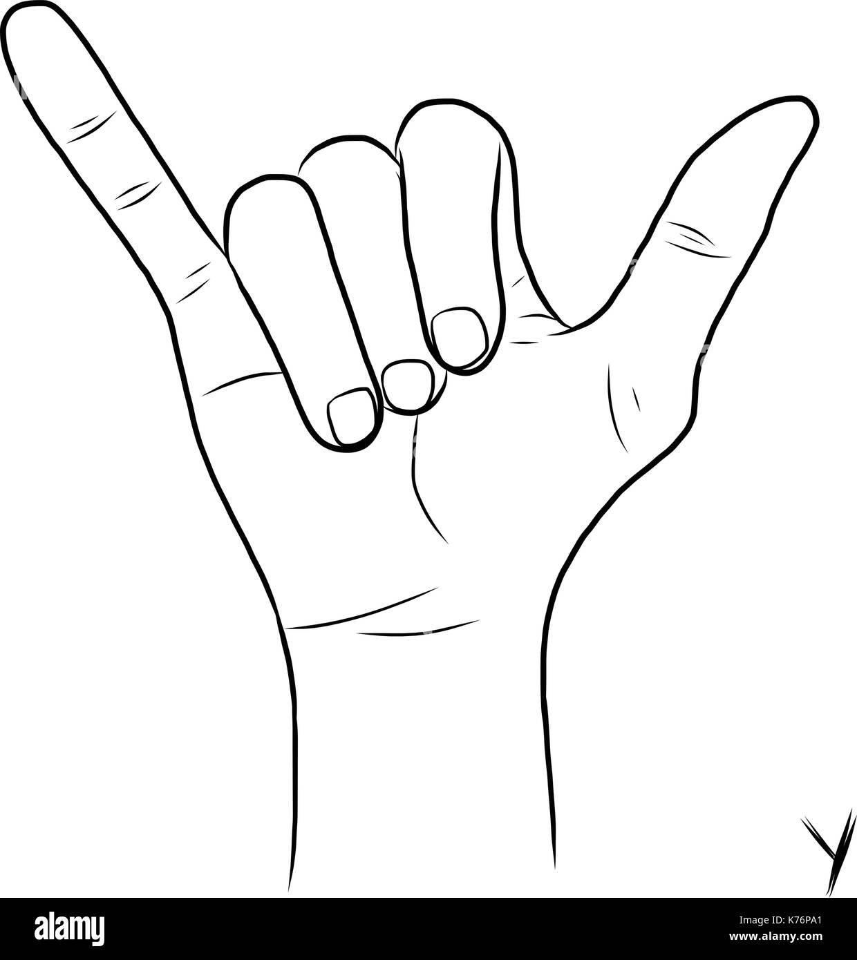 Il linguaggio dei segni e l'alfabeto,la lettera y Illustrazione Vettoriale