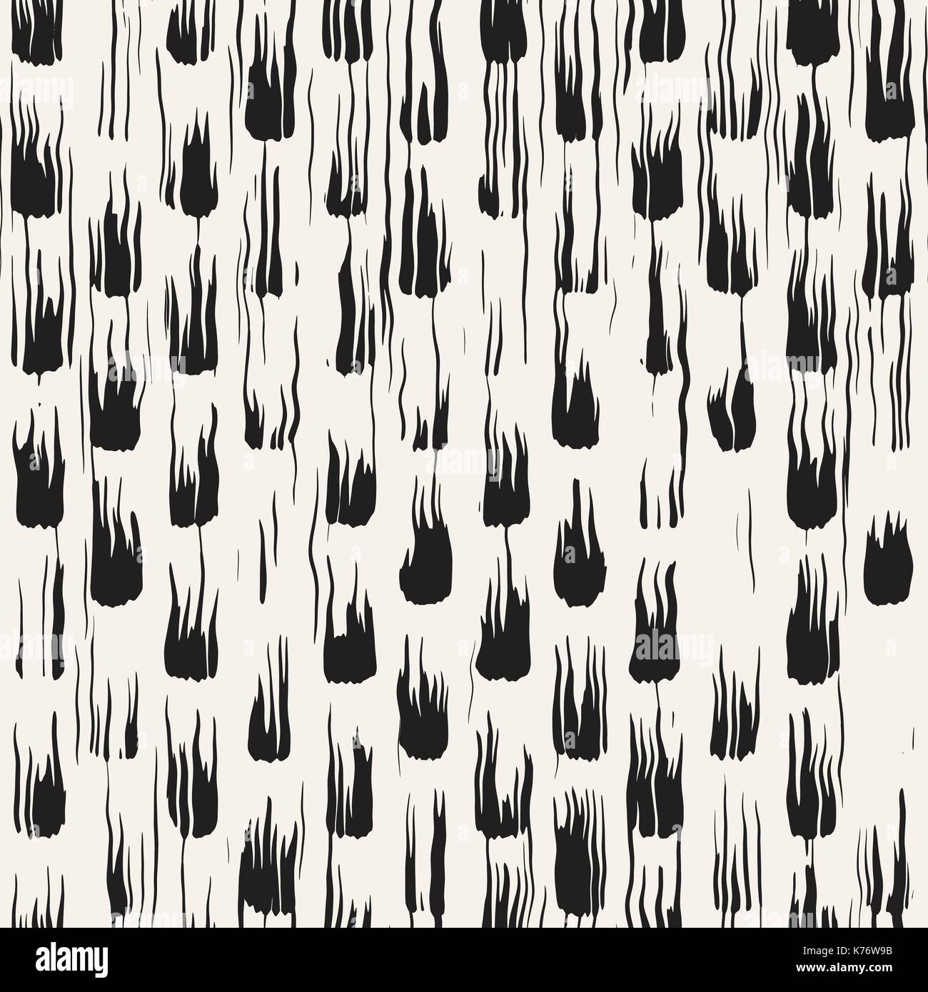 Vector seamless pattern con strisce di spazzola e ictus. nero e sfondo bianco con elementi di inchiostro. dipinto a mano grunge texture. Illustrazione Vettoriale