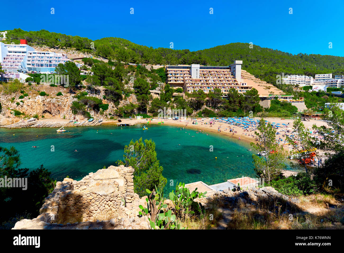 Puerto de san miguel spiaggia di Ibiza Isole Baleari Spagna Foto Stock