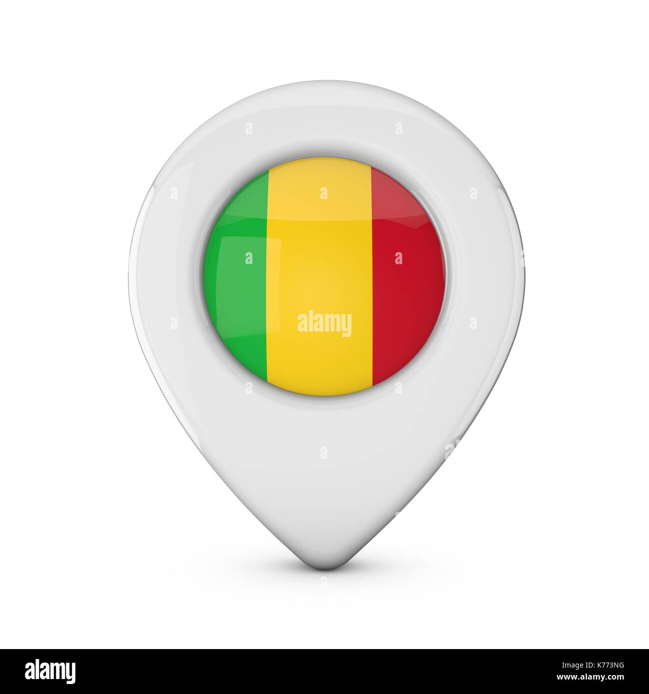 Mali bandiera posizione icona marcatore. Il rendering 3D Foto Stock