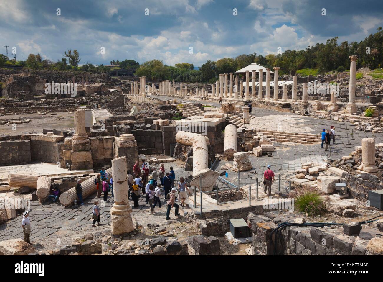 Israele, la Galilea, Beit She-un, Beit She-An National Park, di epoca romana rovine Foto Stock