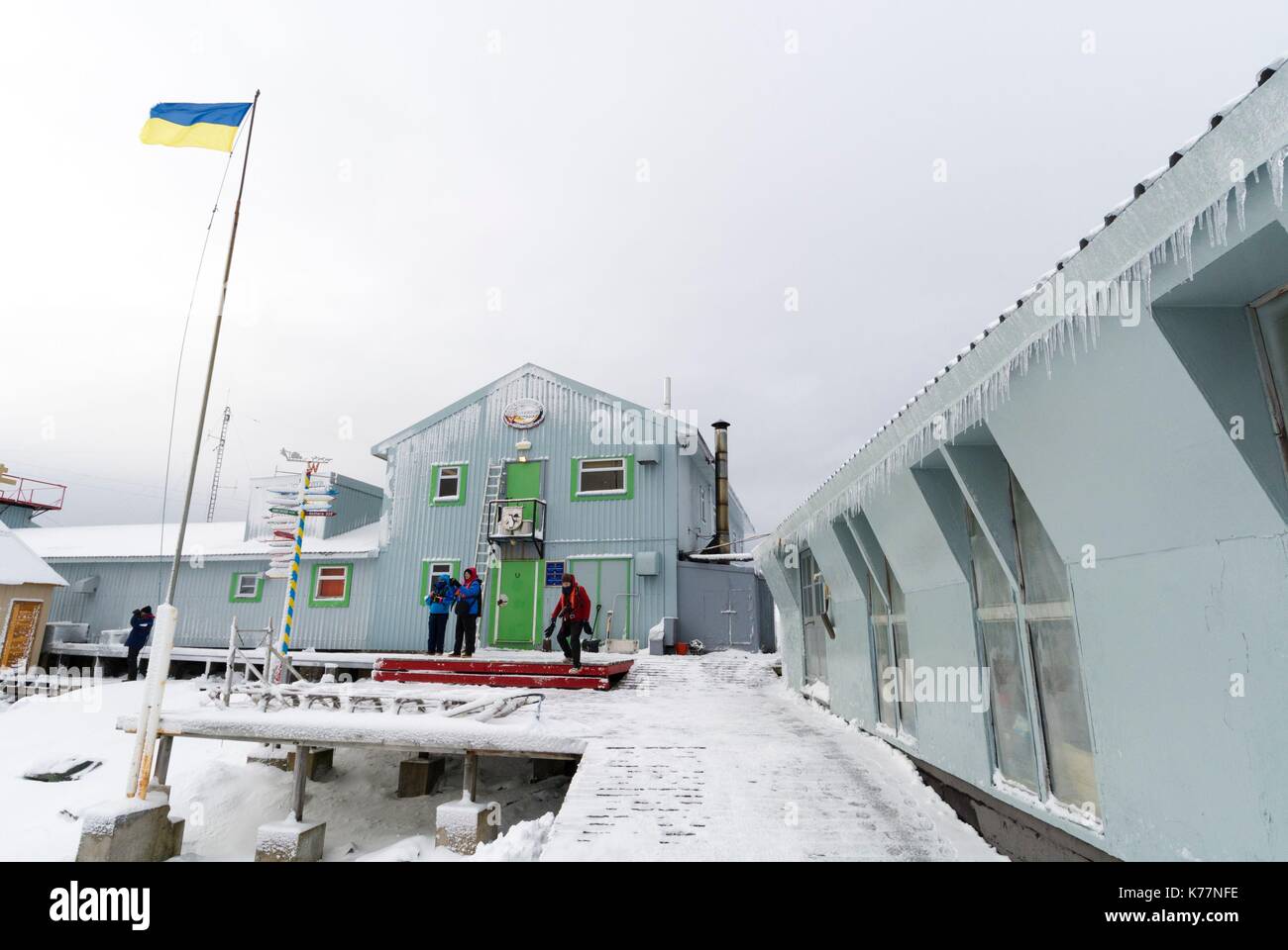 Vernadsky base di ricerca, ucraino stazione antartica a Marina punto sull isola Galindez in Argentina le isole, l'antartide Foto Stock