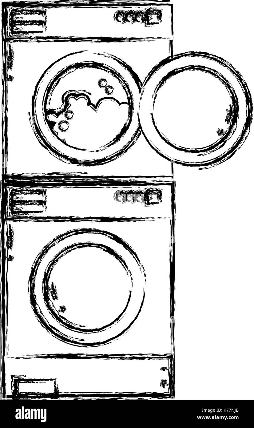 La figura elettronico di lavatrice e asciugatrice per pulire Illustrazione Vettoriale
