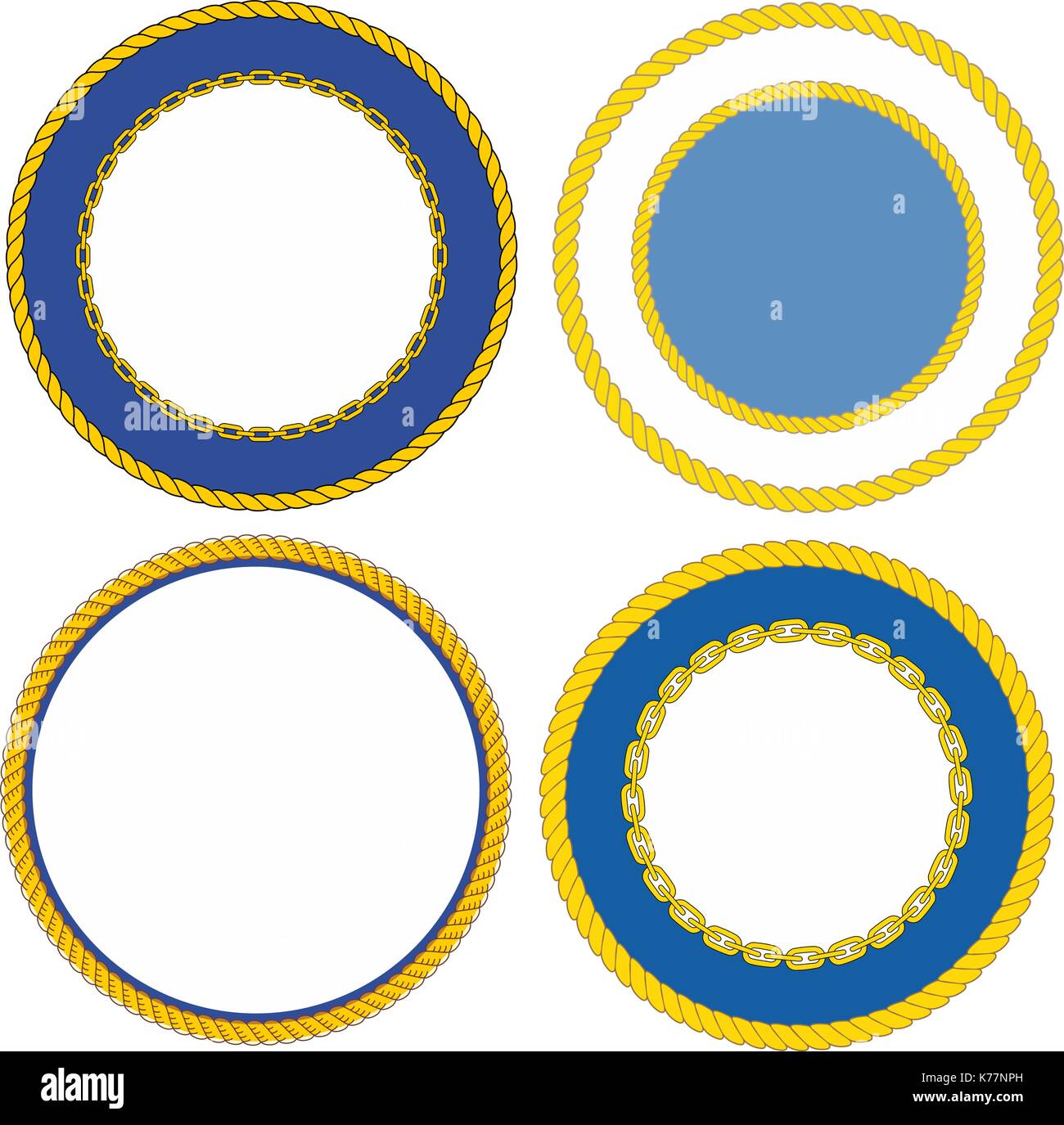 Set di round emblema navale modelli di cresta Illustrazione Vettoriale