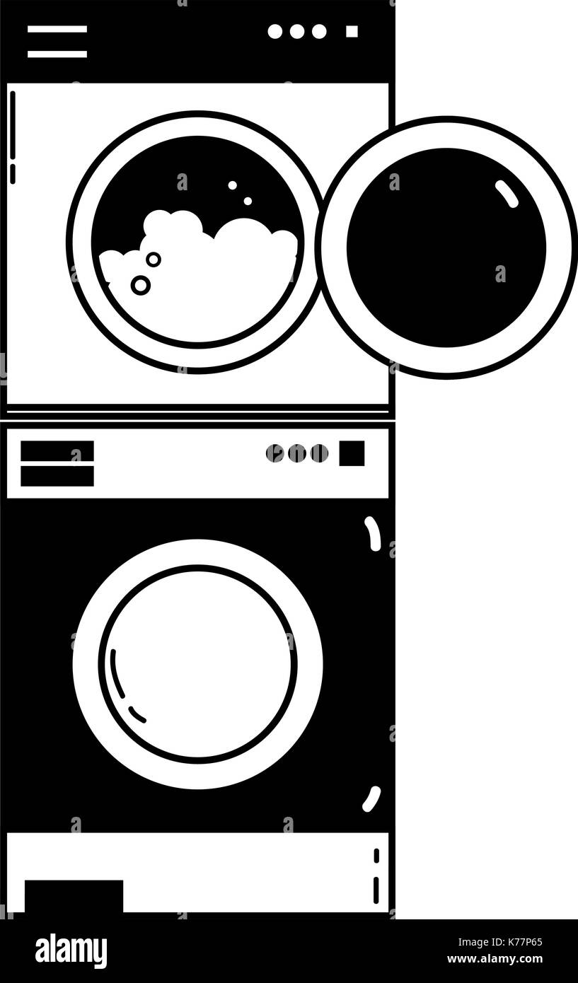 Elettronica di contorno lavatrice e asciugatrice per pulire Illustrazione Vettoriale