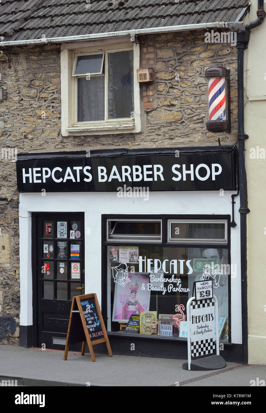 Hepcats barbiere, la Causeway, chippenham retrò anni cinquanta style Barbieri Foto Stock