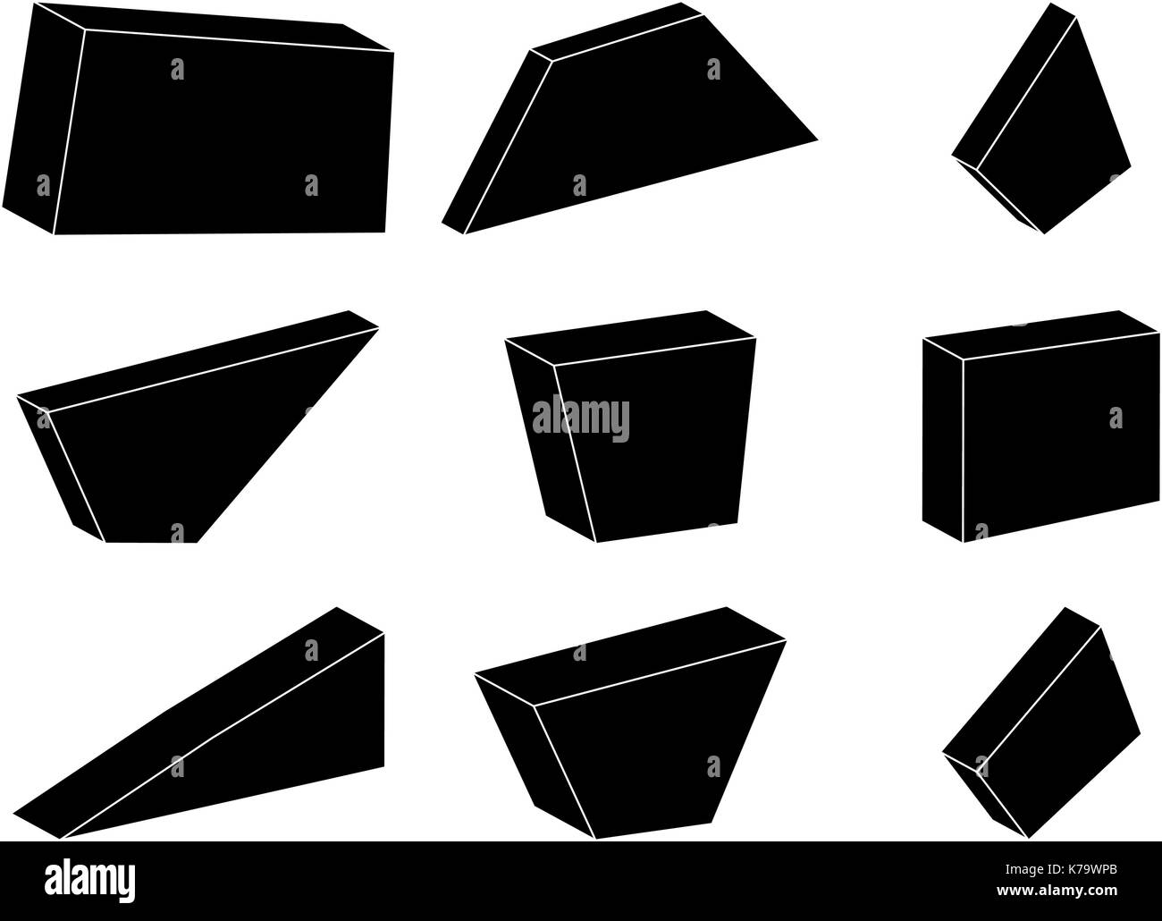 Pietra semplice impostare vettore icona simbolo design. bella illustrazione isolati su sfondo bianco Illustrazione Vettoriale