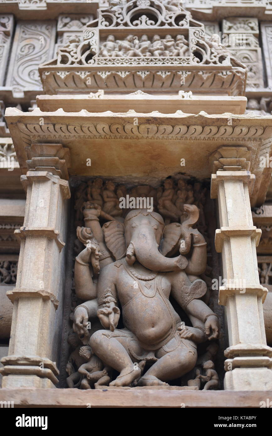 Tempio di Lakshmana, gruppo Occidentale di templi, Khajuraho, Madhya Pradesh, India Foto Stock