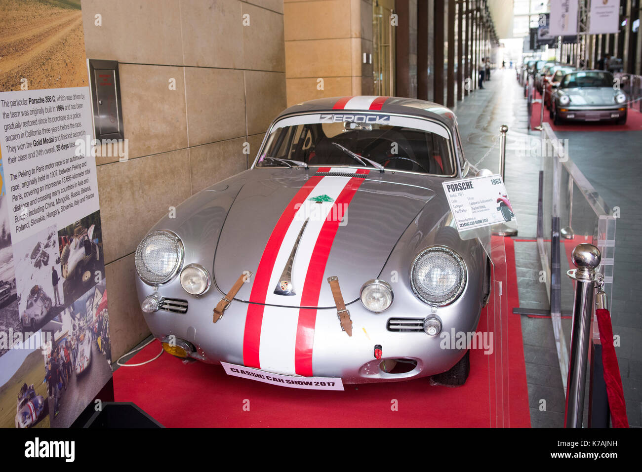 Beirut, Libano. Xv Sep, 2017. 1964 Porsche 356 c sul display al classic car show a Beirut souks, Beirut Libano credito: mohamad itani/alamy live news Foto Stock