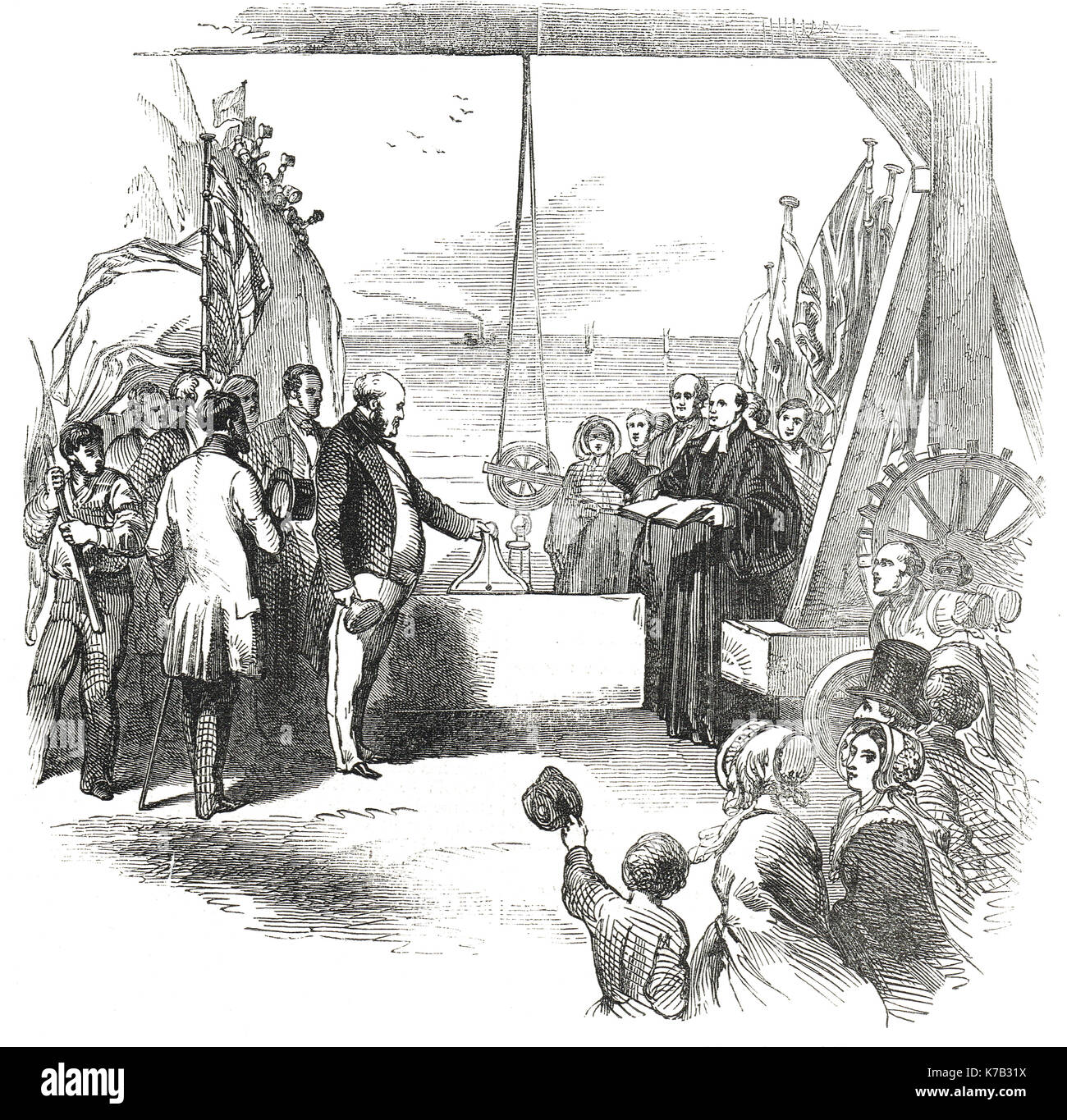MP George Hudson la posa della prima pietra a Sunderland Docks, 4 febbraio 1848 Foto Stock