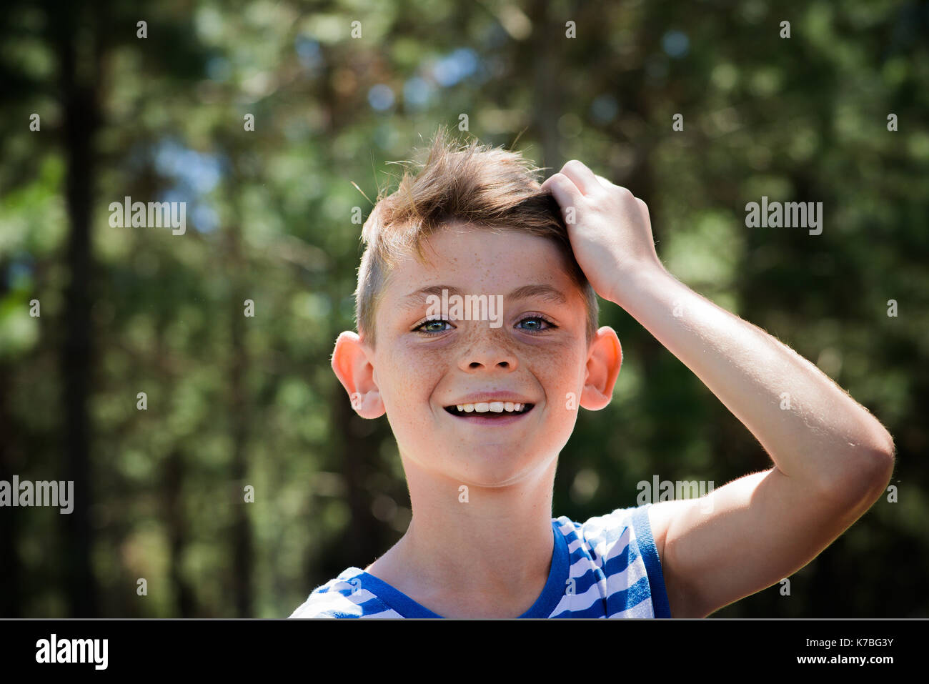 Preteen boy, ritratto Foto Stock