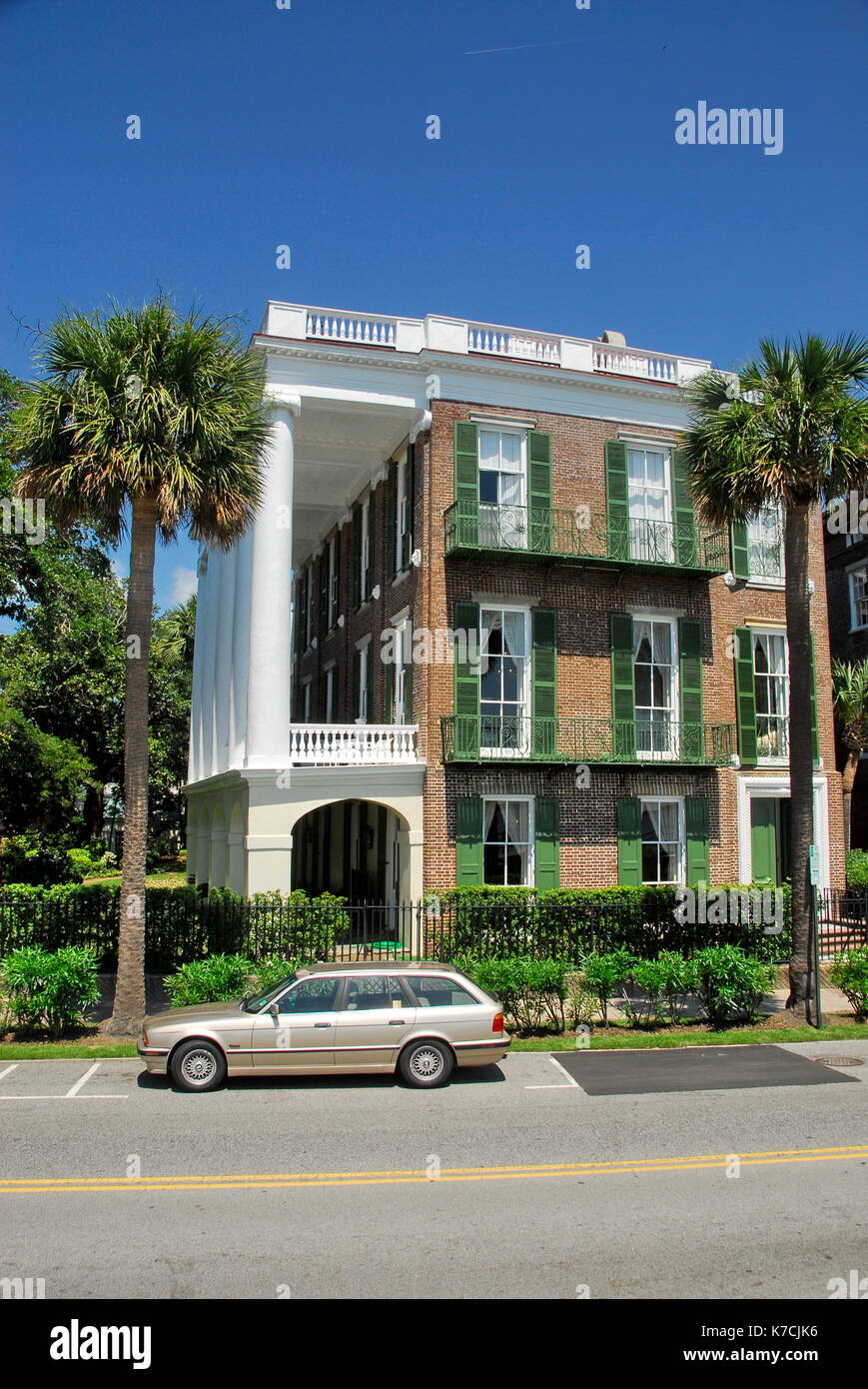 Antebellum mansions su East Battery Street a Charleston, Carolina del Sud Foto Stock