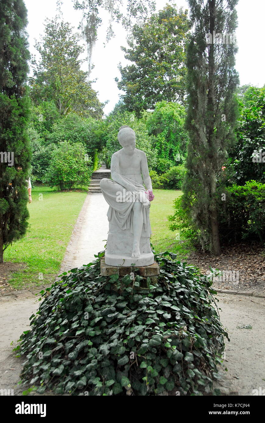 Statua nel nord giardini a Middleton Place, una piantagione nella contea di Dorchester, direttamente attraverso il Fiume Ashley dal North Charleston Foto Stock