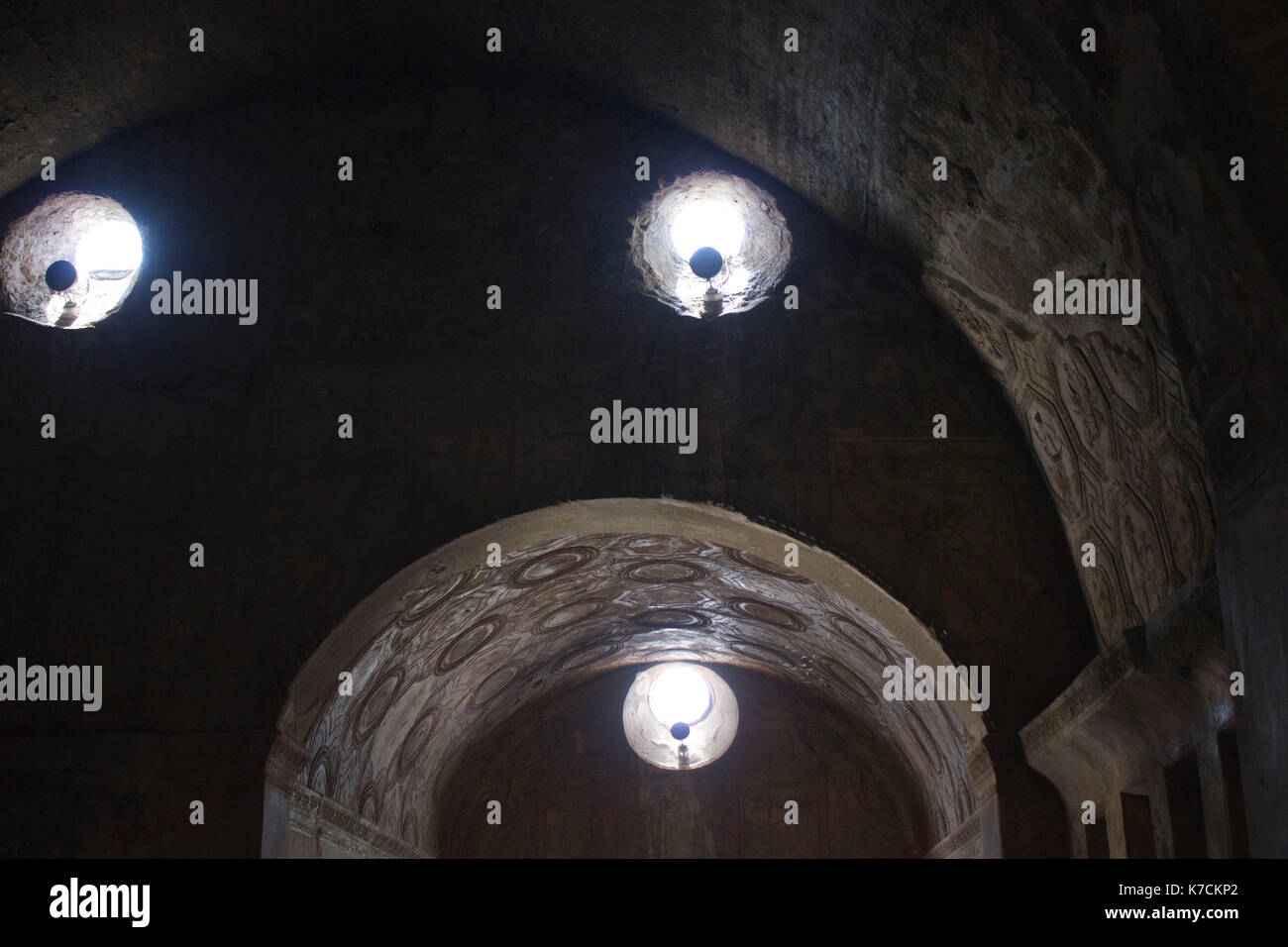 Pompei, Italia: Agosto 9, 2014. Stabian bagni termali complesso nella famosa antica città romana di Pompei, nel sud dell'Italia. Foto Stock