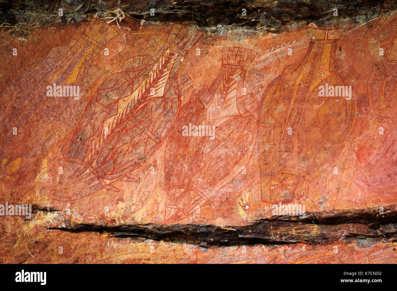 Arte rupestre degli Aborigeni, Ubirr Regione, Kakadu NP. Foto Stock