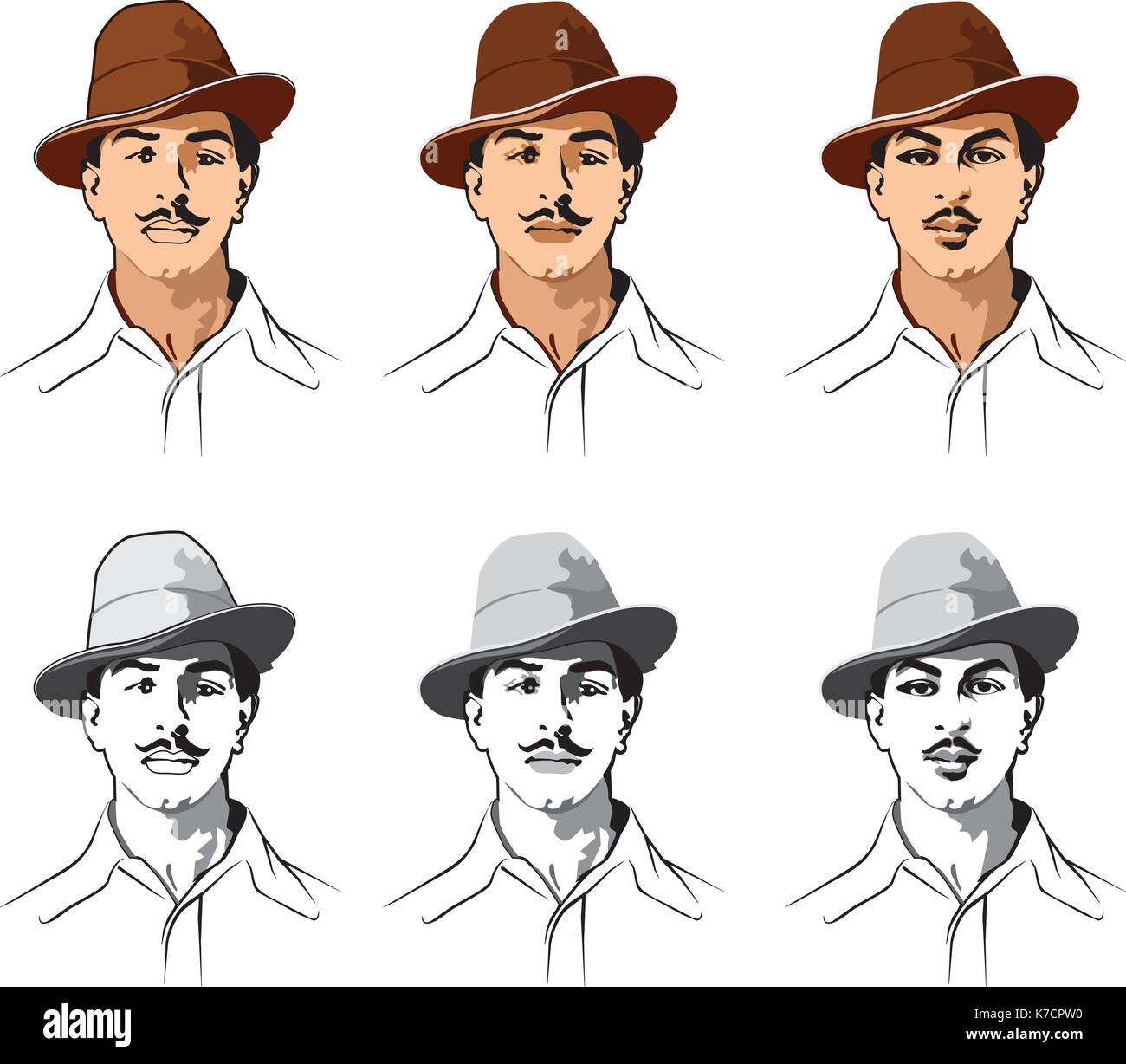 Stock illustrazione vettoriale di indiani di religione sikh Freedom Fighter bhagat singh Illustrazione Vettoriale