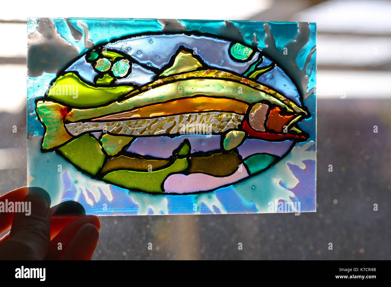 Arte del vetro dipinto di pesce Foto Stock