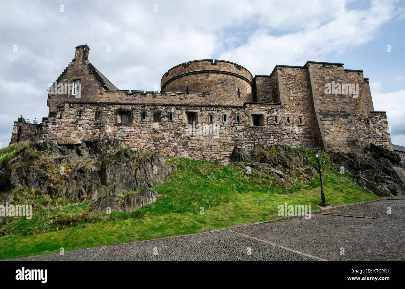 Una vista interna del Castello di Edimburgo, Scozia Foto Stock