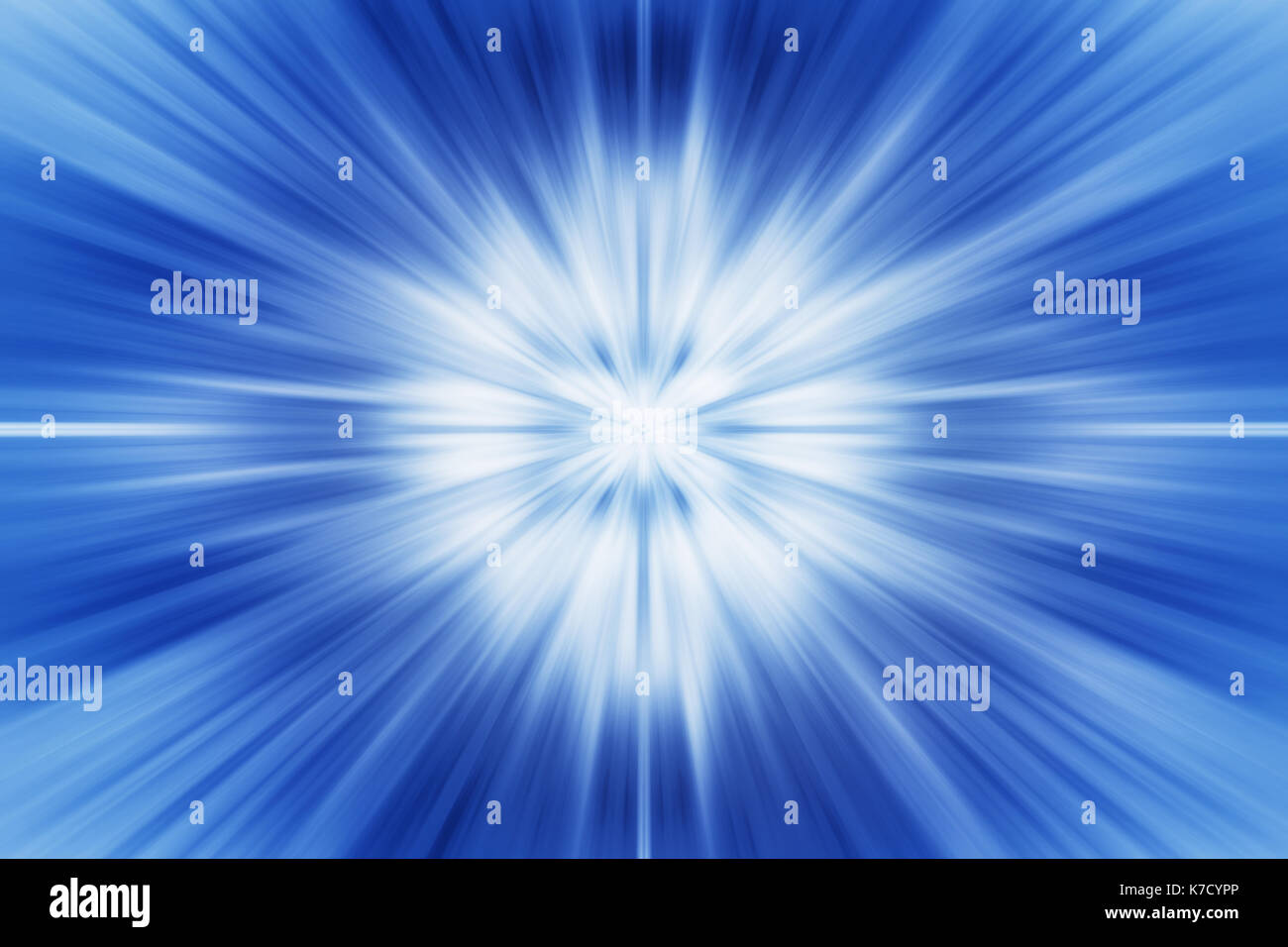 Accelerazione rapida super veloce per effetto della velocità di movimento zoom in blur sullo sfondo spazio per il design di colore blu. Foto Stock