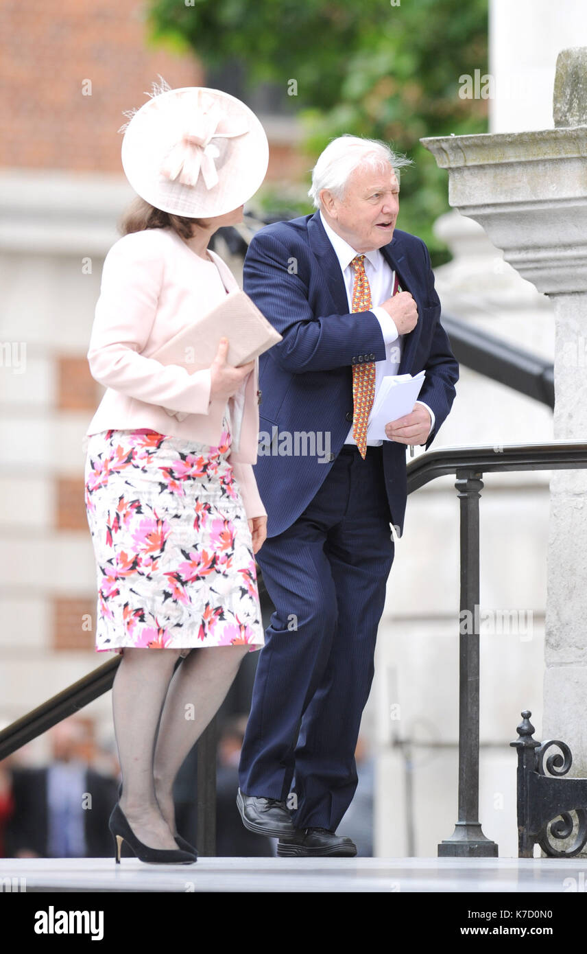 La foto Deve Essere Accreditata ©su Alpha Press 079965 10/06/2016 Sir David Attenborough e ospite del National Service of Thanksgiving tenuto presso la St Pauls Cathedral di Londra durante le 90th celebrazioni per il compleanno della Regina. Foto Stock